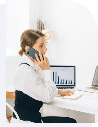 office worker who speak on mobile phone
